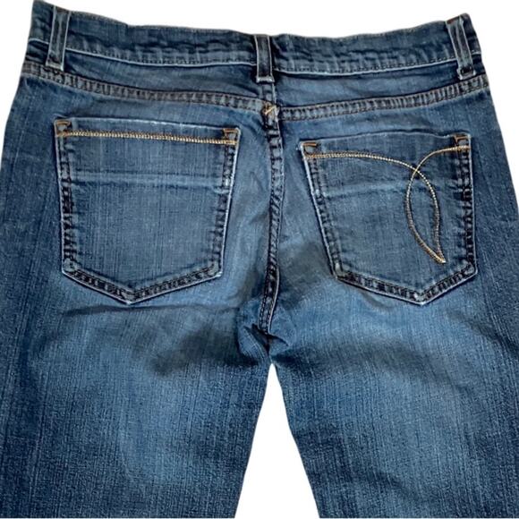 Edun Blue Flare Wide Leg Jeans with Fading and Whiskering 27 - Picture 8 of 8